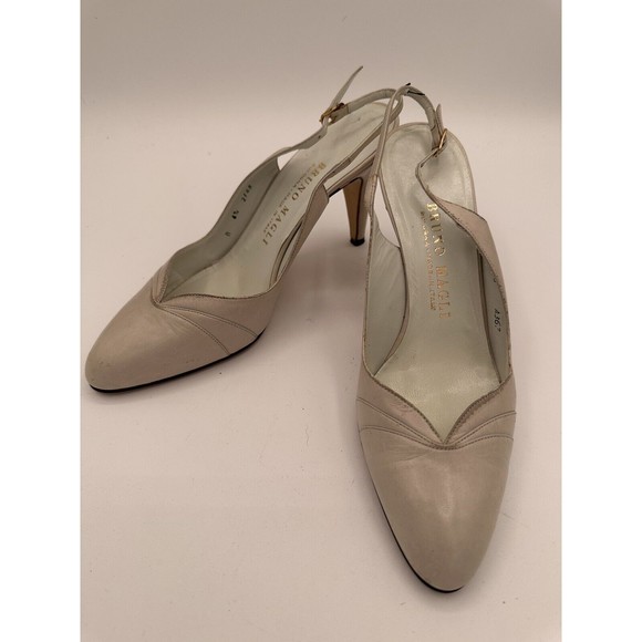 Vintage Bruno Magli Italy Heels Women's 6.5 B Cream/White Leather Slingback - Picture 7 of 11